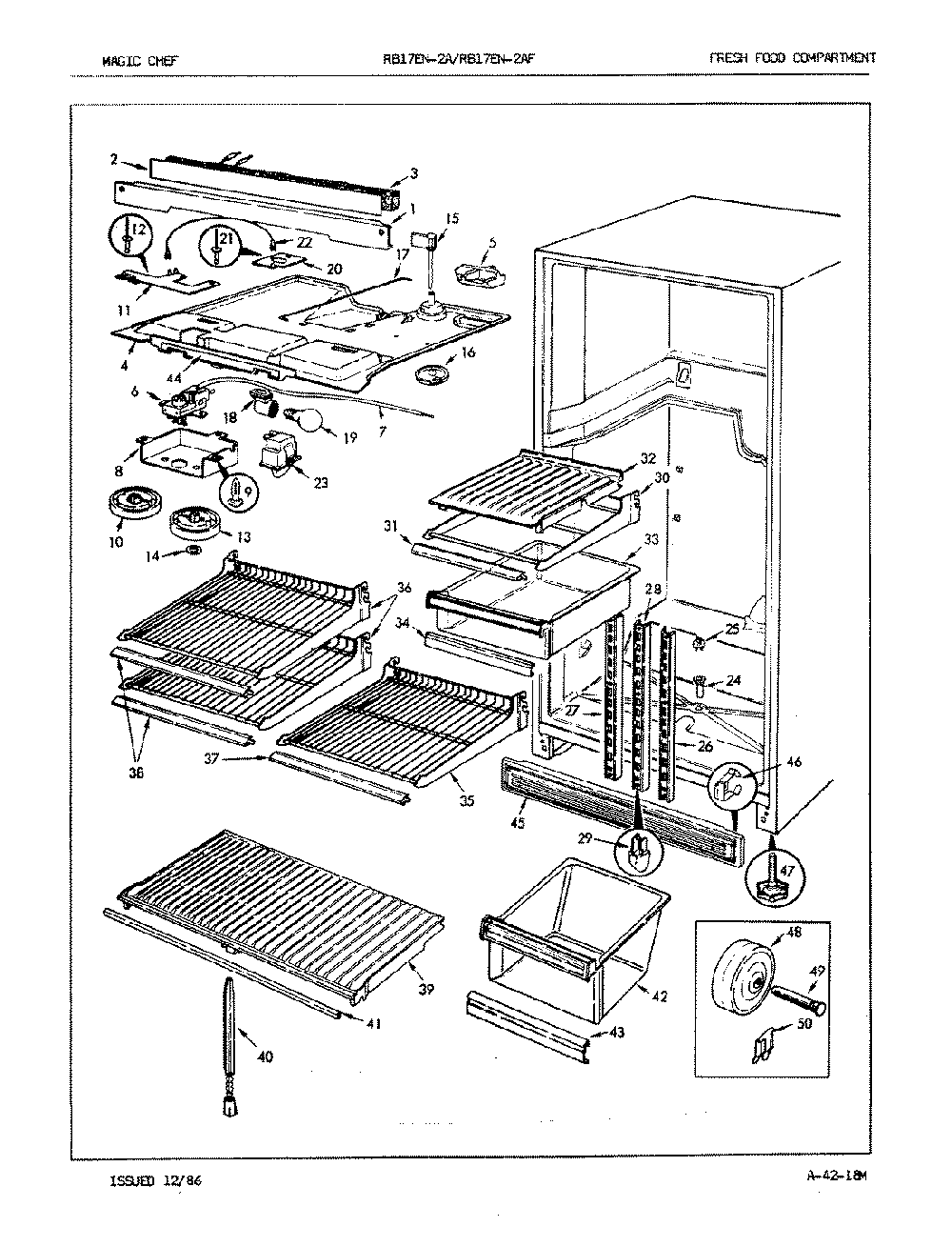 03 - Fresh Food Compartment Diagram and Parts List for RB17EN-2A  Whirlpool Refrigerator