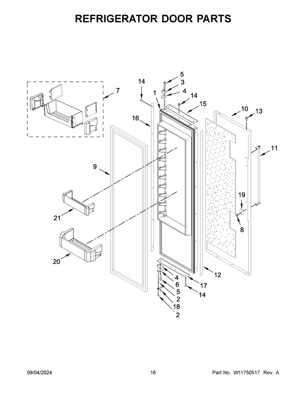 09 - Refrigerator Door Parts Diagram and Parts List for KBSD708MSS01  Whirlpool Refrigerator