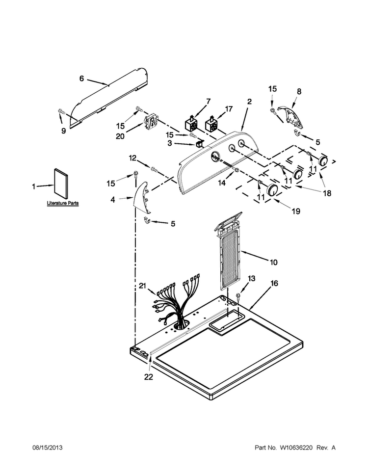 Top And Console Parts Diagram and Parts List for WGD4800BQ0  Whirlpool Dryer