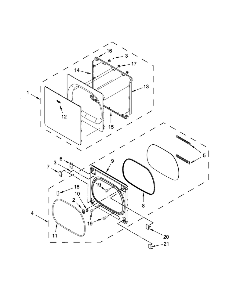 Door Parts Diagram and Parts List for WGD8700EC0  Whirlpool Dryer