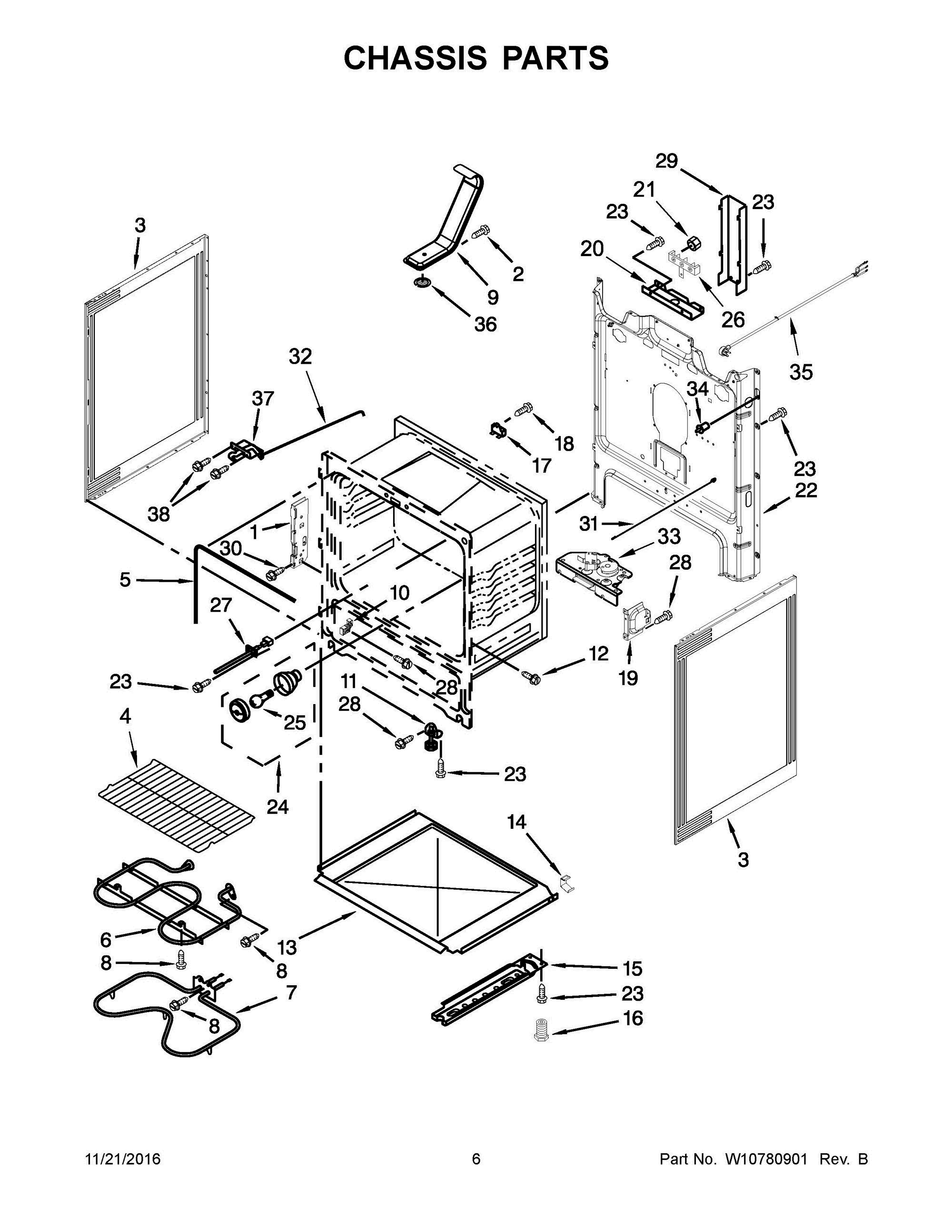 04 - CHASSIS PARTS Diagram and Parts List for YWFE510S0ES0  Whirlpool Range
