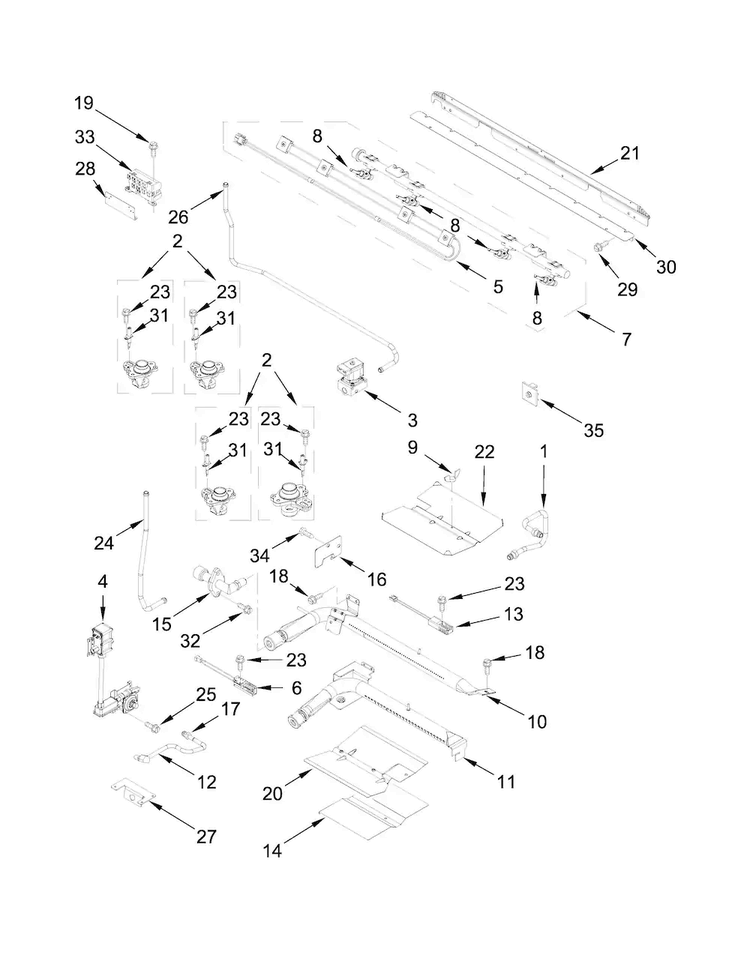 Manifold Parts Diagram and Parts List for WGG555S0BS06  Whirlpool Range