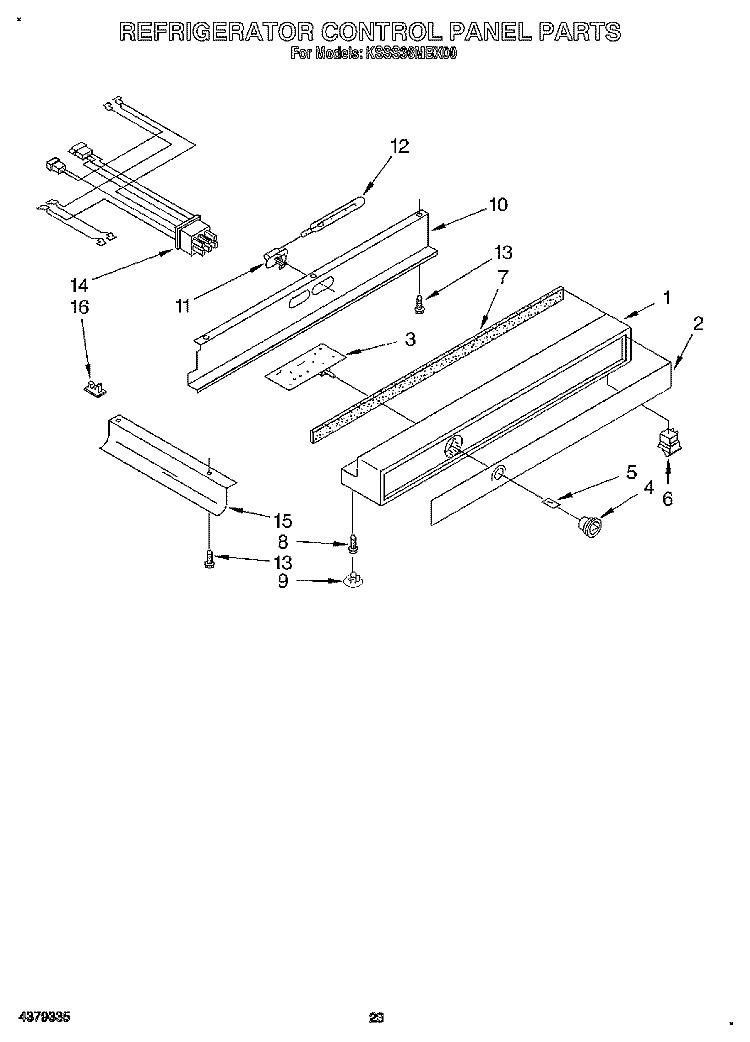 REFRIGERATOR CONTROL PANEL Diagram and Parts List for KSSS36MBX00  KitchenAid Refrigerator