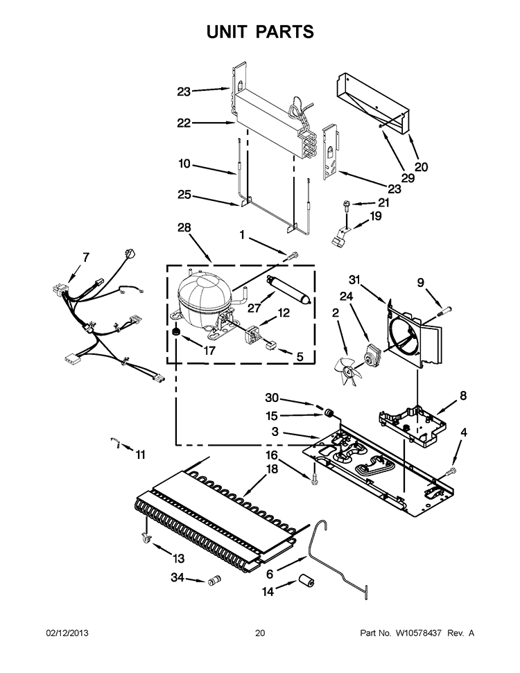 UNIT PARTS Diagram and Parts List for 5VGI6FARAF01  Whirlpool Refrigerator