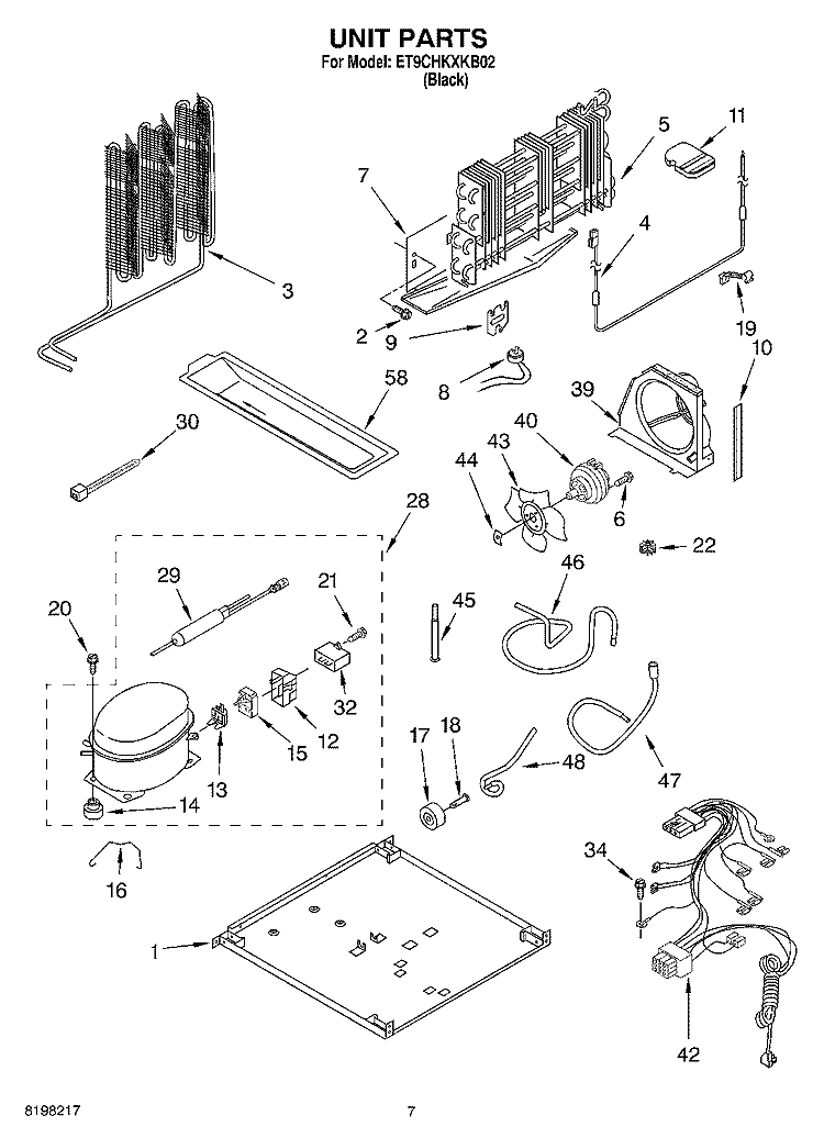 UNIT Diagram and Parts List for ET9CHKXKB02  Whirlpool Refrigerator