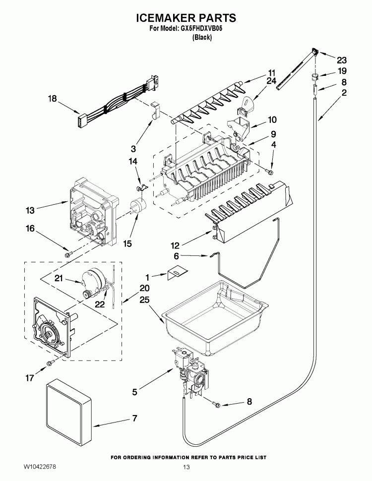 ICEMAKER PARTS Diagram and Parts List for GX5FHDXVB05  Whirlpool Refrigerator