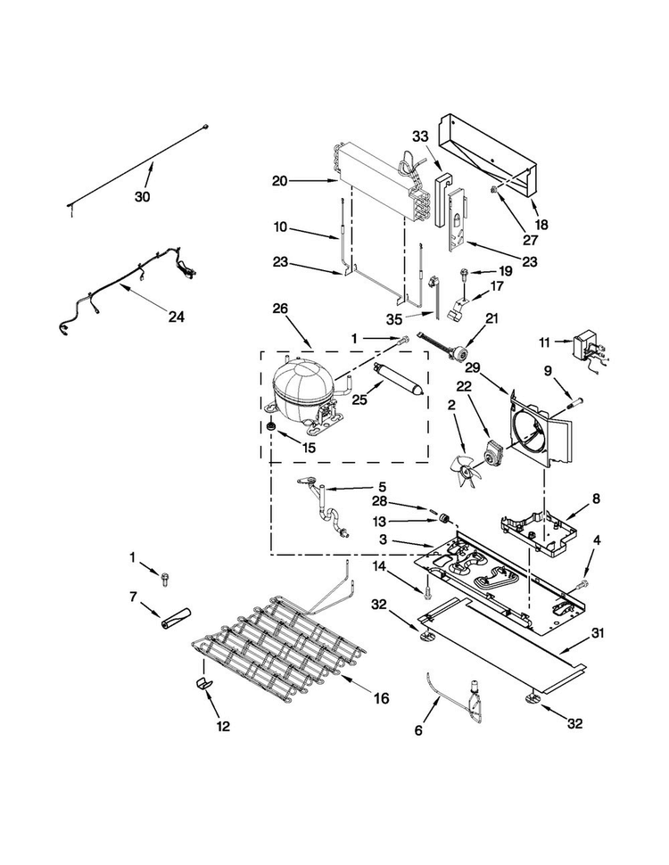 Unit Parts Diagram and Parts List for KFIS29PBMS02  KitchenAid Refrigerator