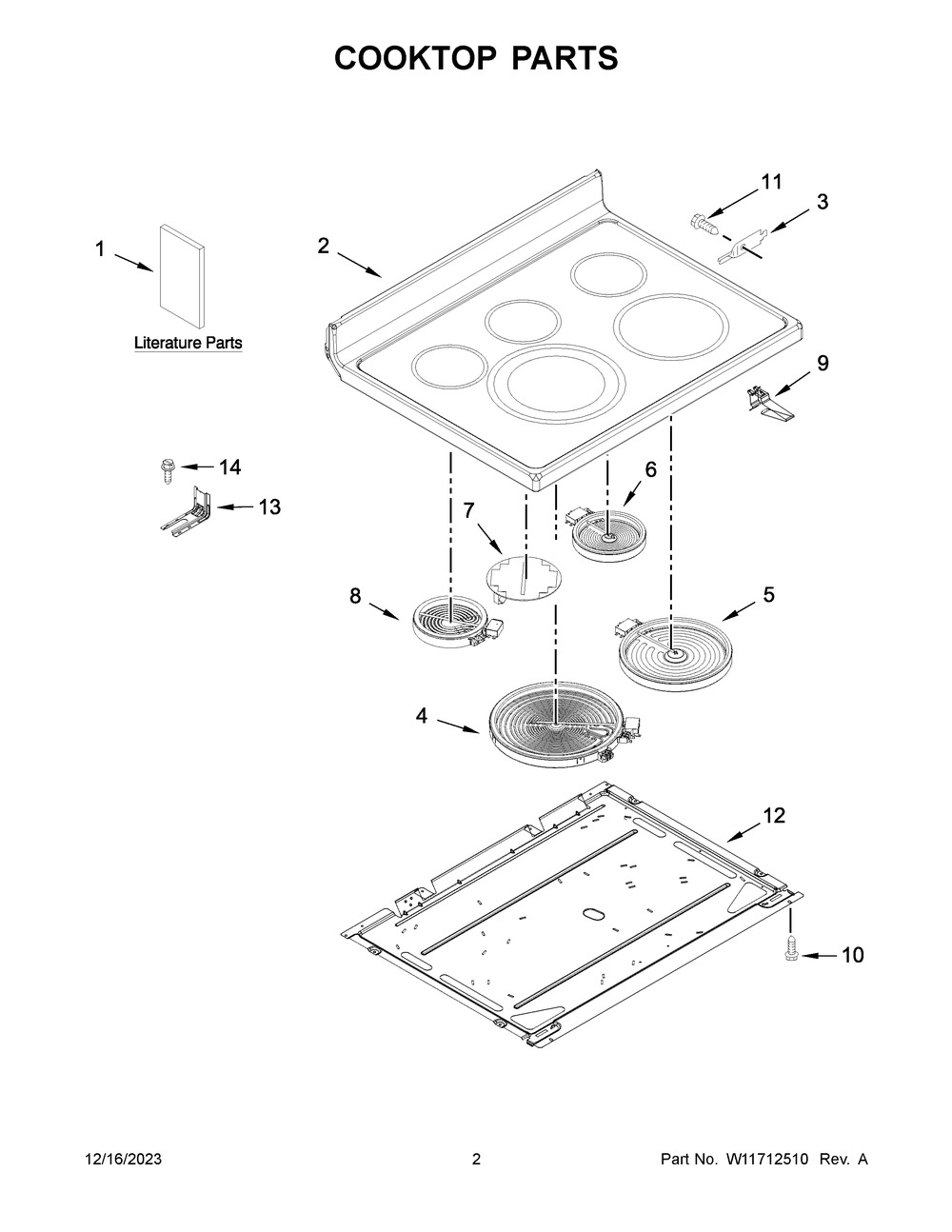 Cooktop Parts Diagram and Parts List for YKFEG500ESS8  KitchenAid Range