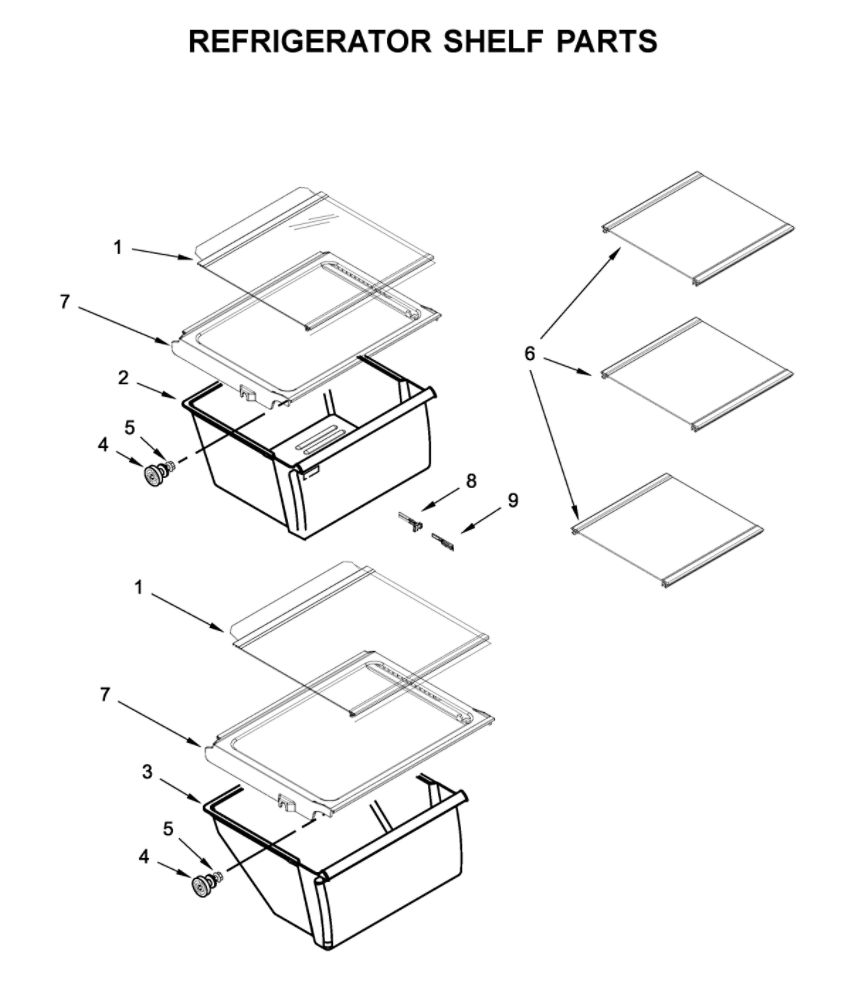 Refrigerator Shelf Parts Diagram and Parts List for 10650049714  Kenmore Refrigerator