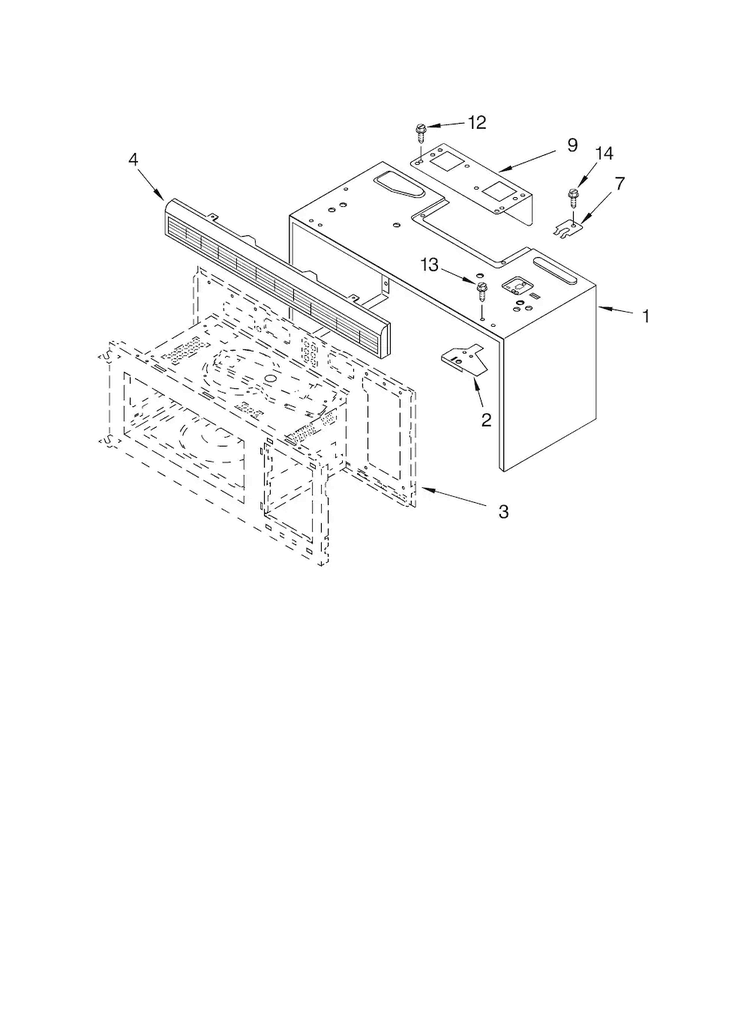 Cabinet Diagram and Parts List for MH6150XHB1  Whirlpool Microwave
