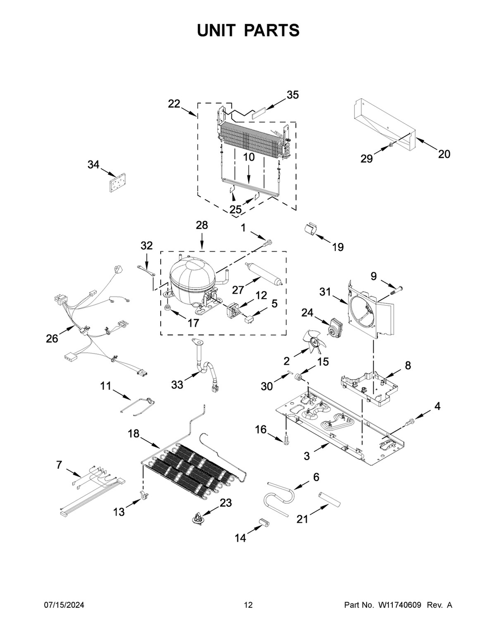 07 - Unit Parts Diagram and Parts List for MFC2062FEZ13  Whirlpool Refrigerator