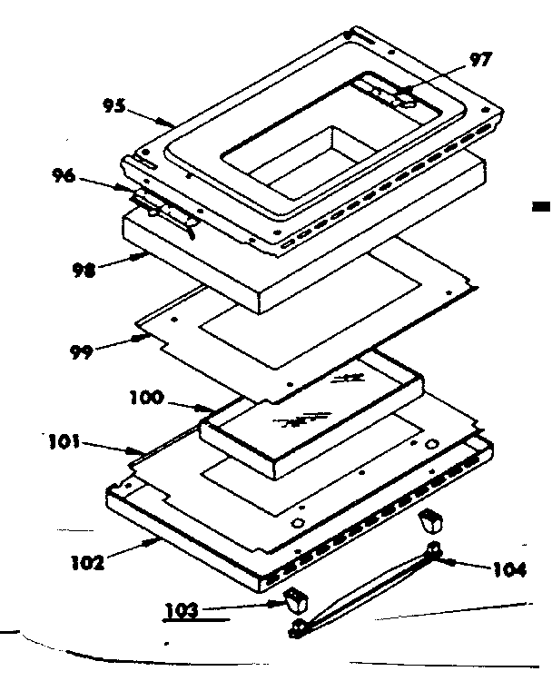 Oven Door Parts Diagram and Parts List for 1554547020  Kenmore Range