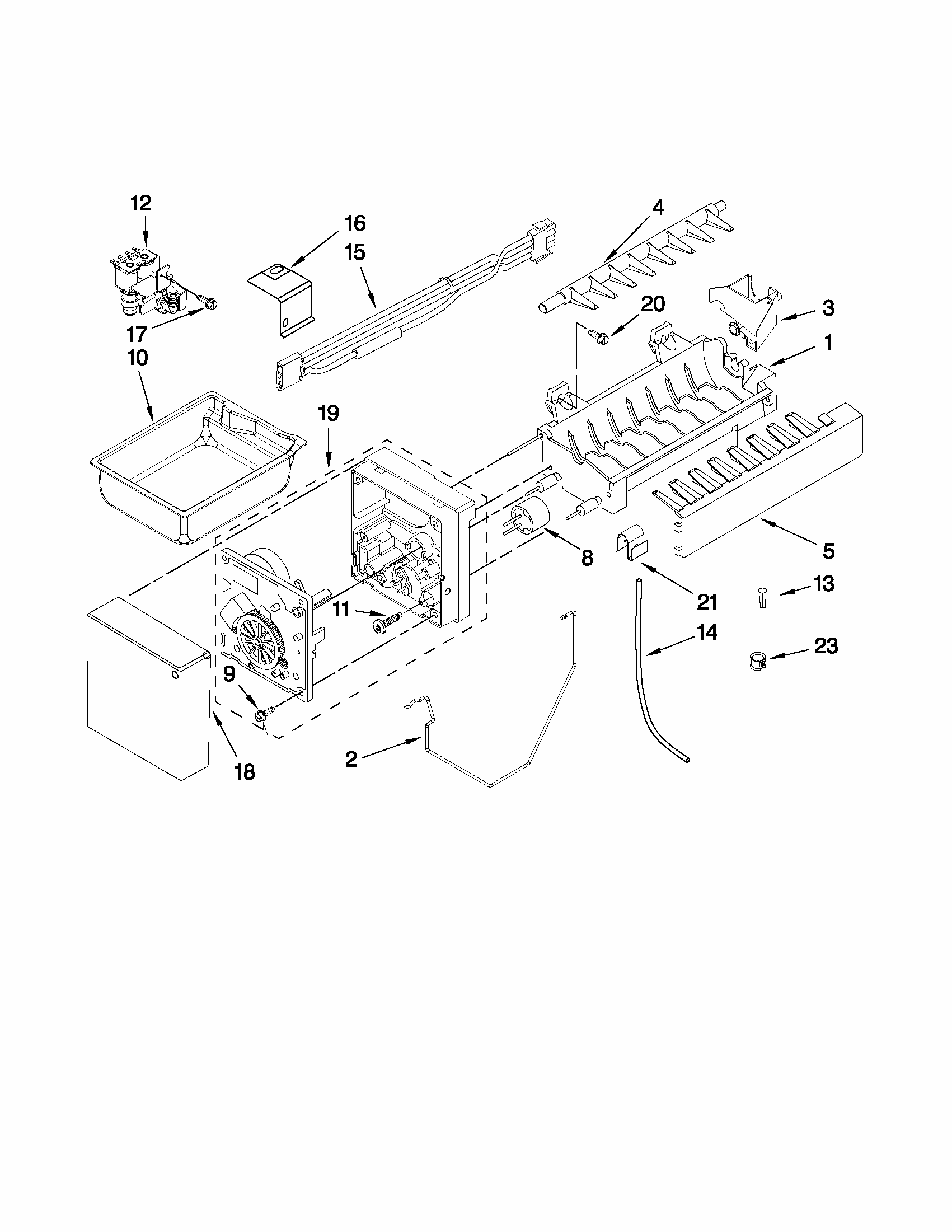 Icemaker Parts Diagram and Parts List for 59679522013  Kenmore Refrigerator