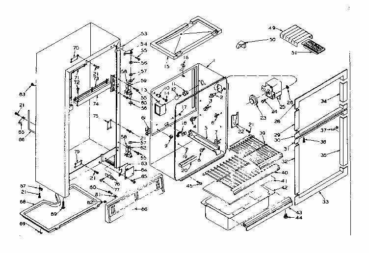 Cabinet Parts Diagram and Parts List for 106T12DL  Kenmore Refrigerator