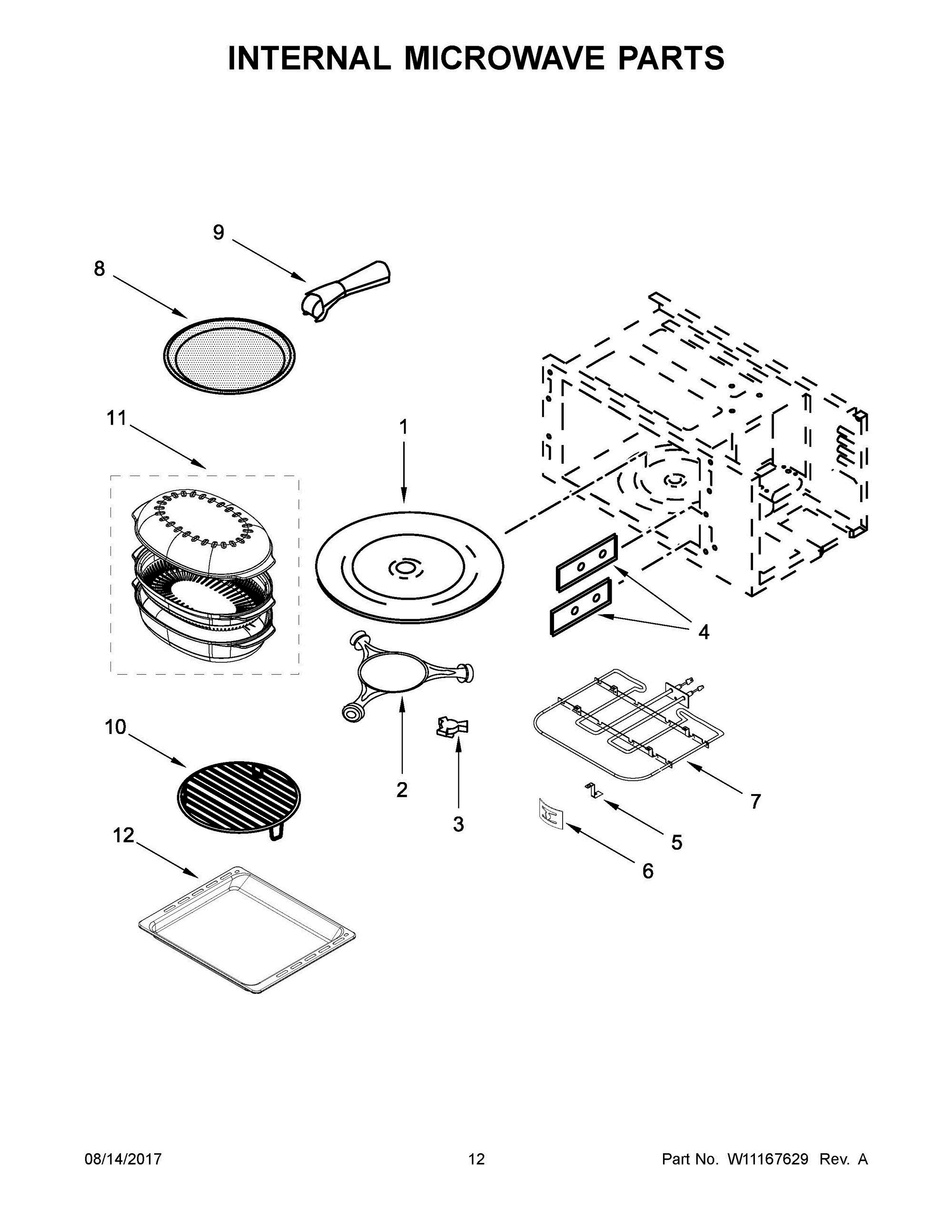 07 - INTERNAL MICROWAVE PARTS Diagram and Parts List for WOCA7EC0HN00  Whirlpool Microwave Oven Combo