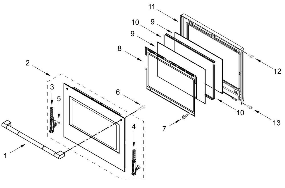 Upper Oven Door Parts Diagram and Parts List for JOEDC330RL00  Whirlpool Wall Oven