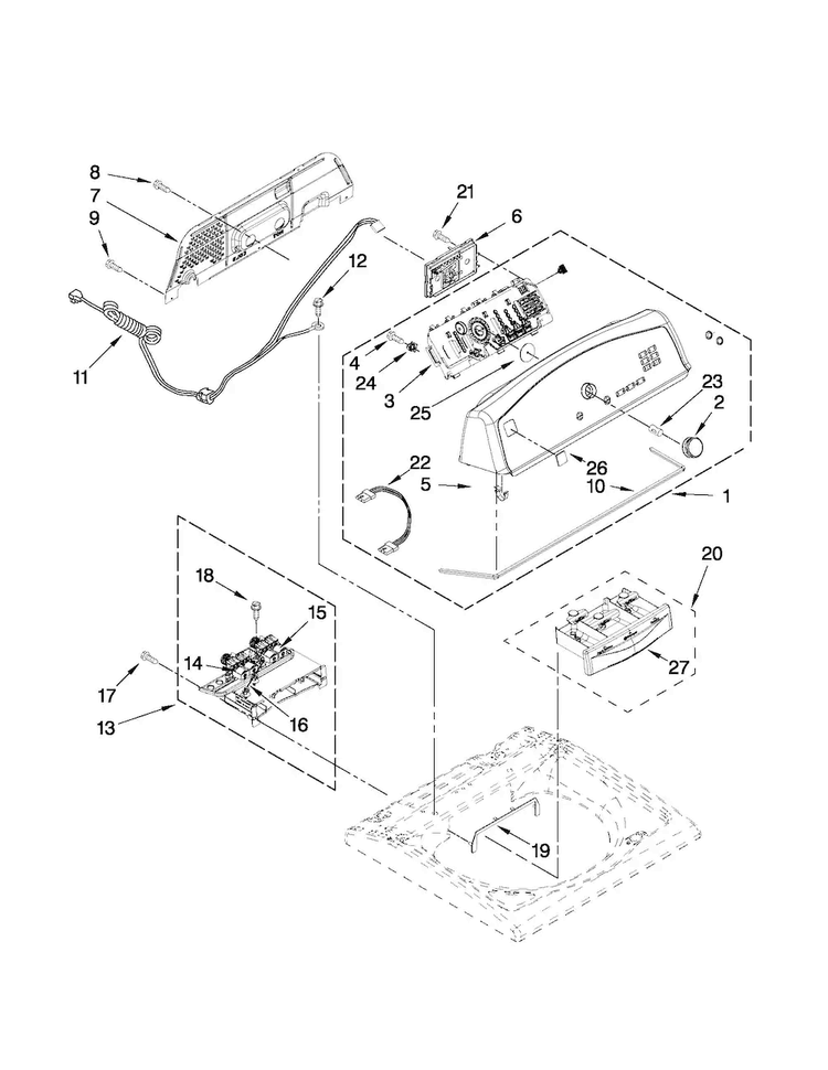 Console And Dispenser Parts Diagram and Parts List for 11028002012  Kenmore Washer