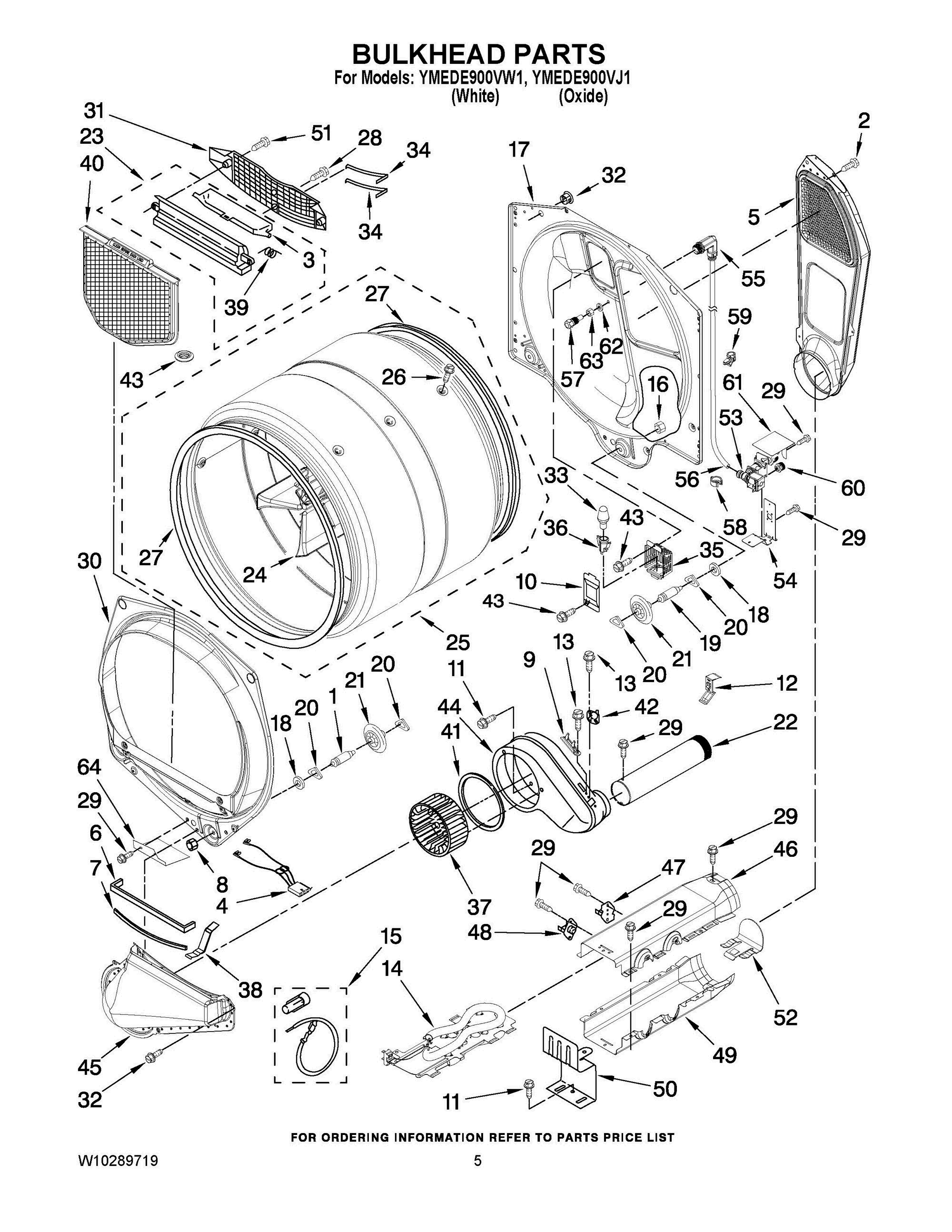 03 - BULKHEAD PARTS Diagram and Parts List for YMEDE900VJ1  Whirlpool Dryer