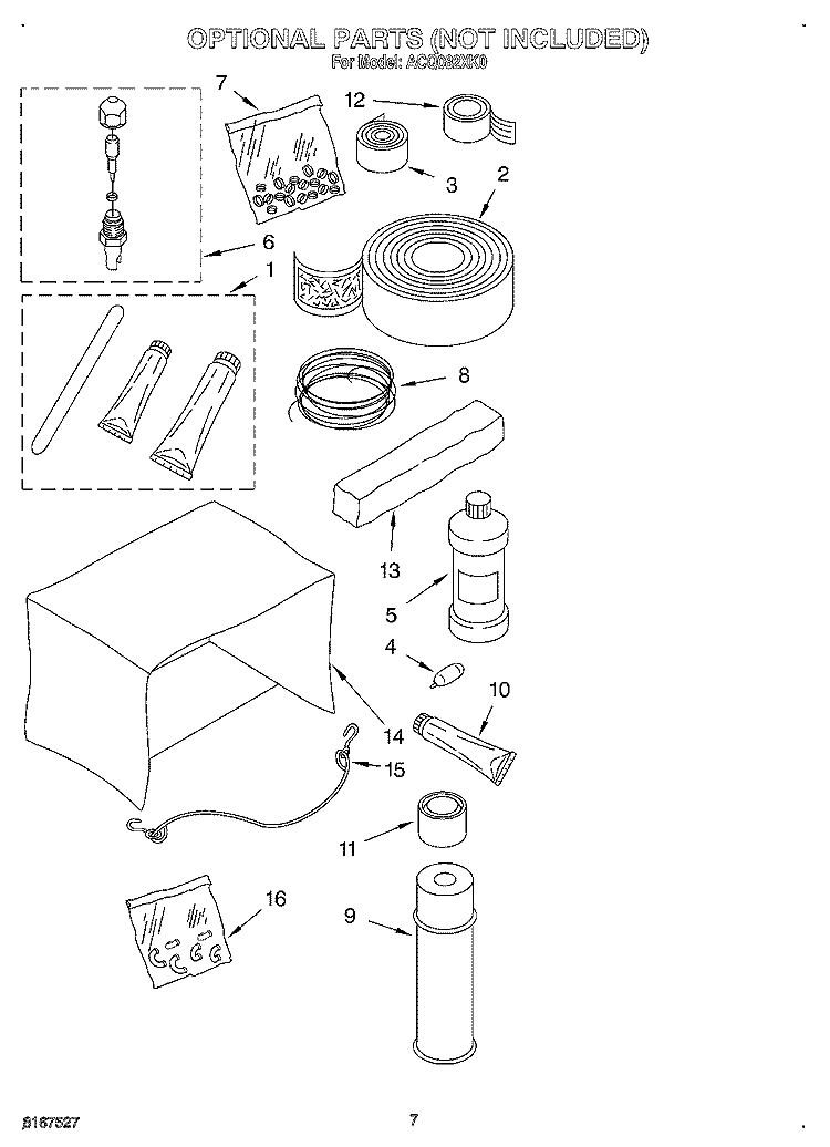 OPTIONAL Diagram and Parts List for ACQ082XK0  Whirlpool Air Conditioner