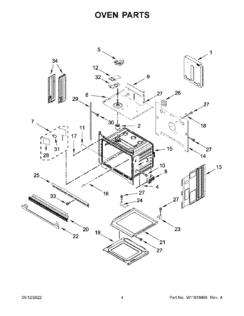 Oven Parts Diagram and Parts List for KOSE507EBS20  KitchenAid Wall Oven