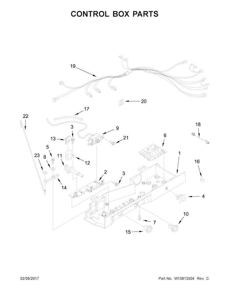 Control Box Parts Diagram and Parts List for WRS325FDAT04  Whirlpool Refrigerator