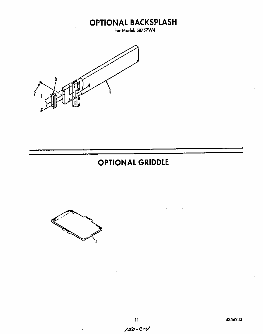 ^backsplash Diagram and Parts List for S8757*4  Roper Range