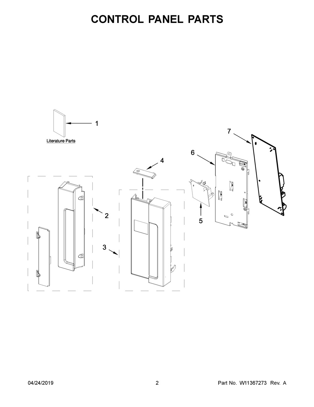 Control Panel Parts Diagram and Parts List for YKMLS311HBL6  Whirlpool Microwave