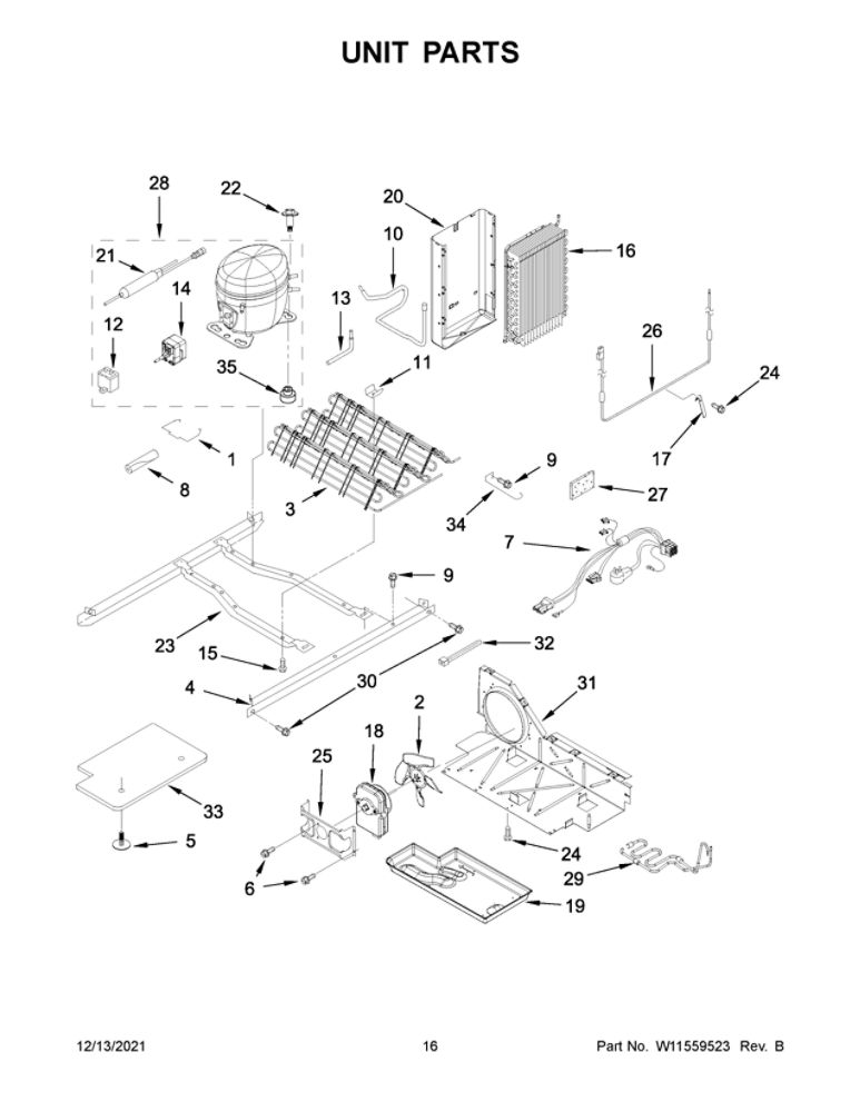 Unit Parts 1 Diagram and Parts List for WRS312SNHM06  Whirlpool Refrigerator