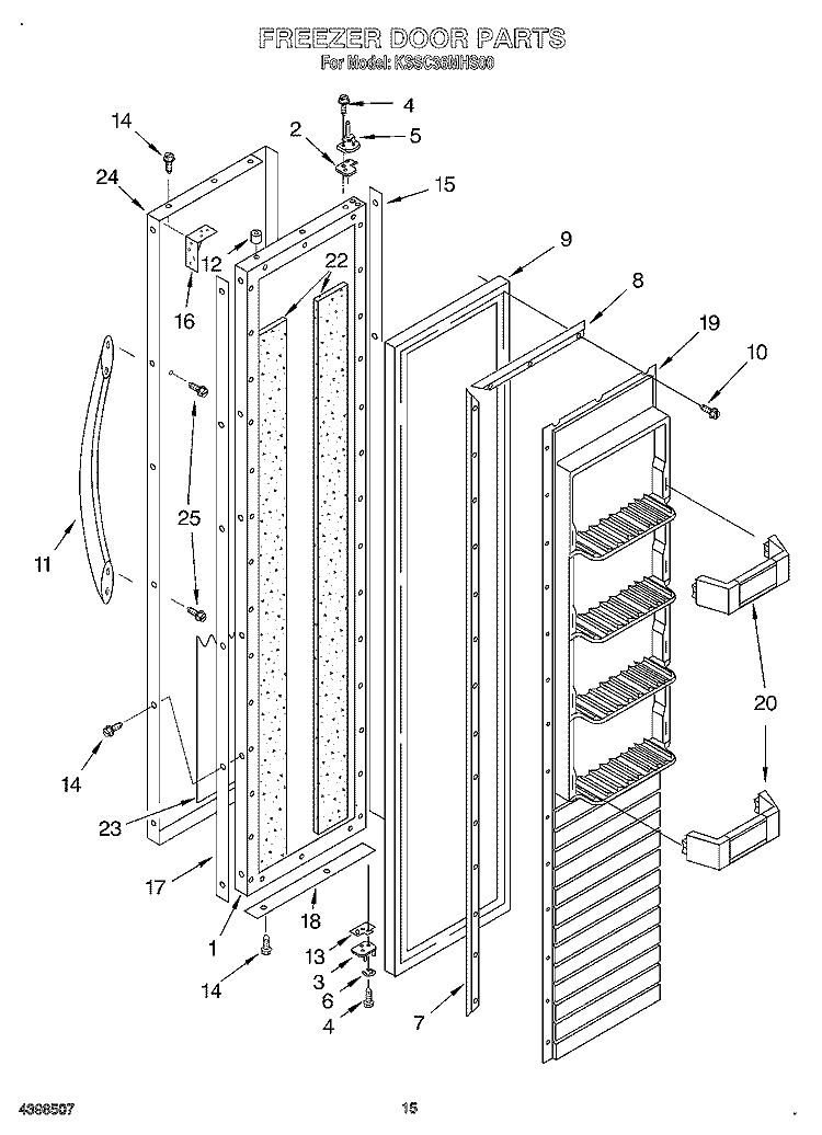 FREEZER DOOR Diagram and Parts List for KSSC36MHS00  KitchenAid Refrigerator