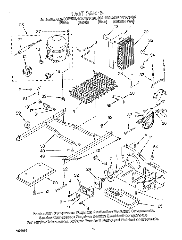 UNIT Diagram and Parts List for GD27DIXHB02  Whirlpool Refrigerator