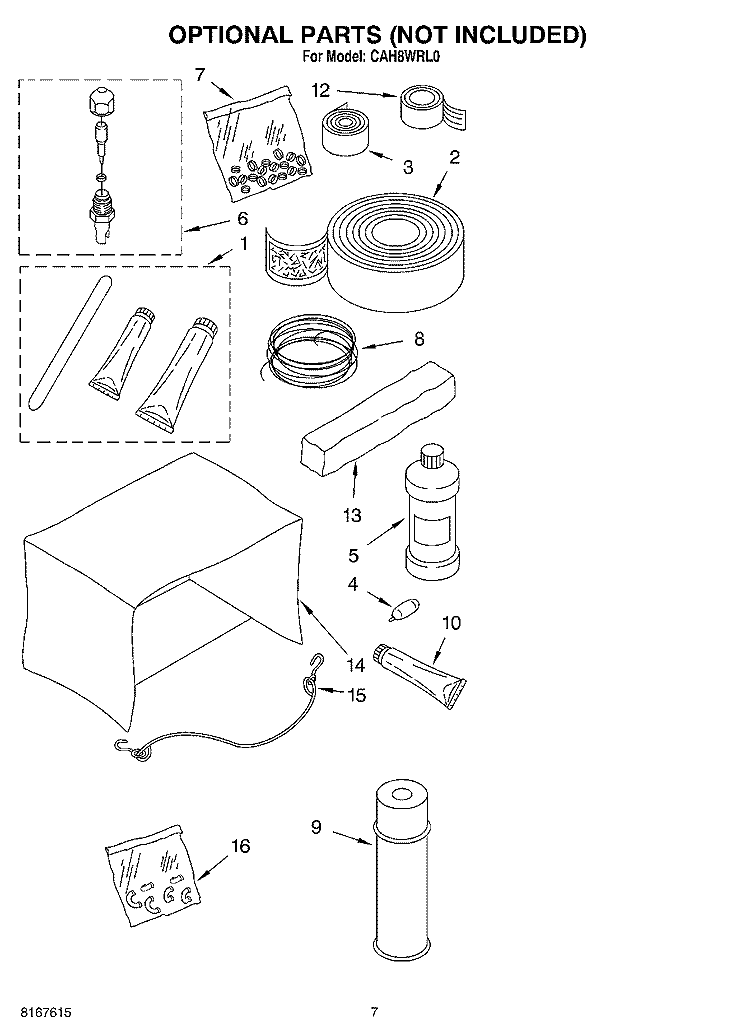 OPTIONAL Diagram and Parts List for CAH8WRL0  Crosley Air Conditioner