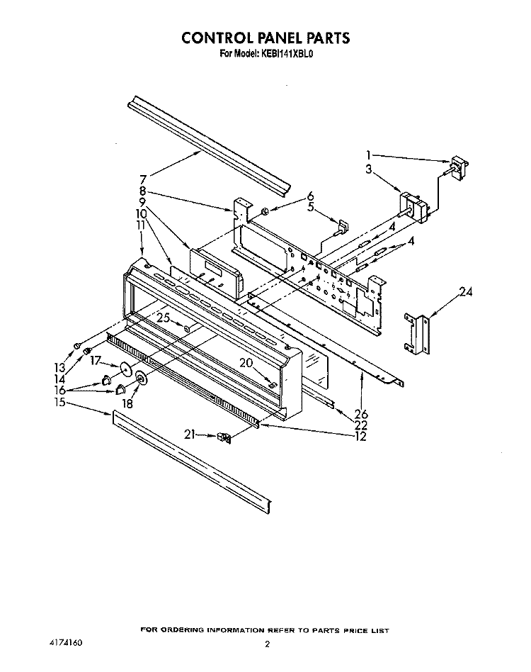 CONTROL PANEL, LIT/OPTIONAL Diagram and Parts List for KEBI141XBL0  KitchenAid Wall Oven