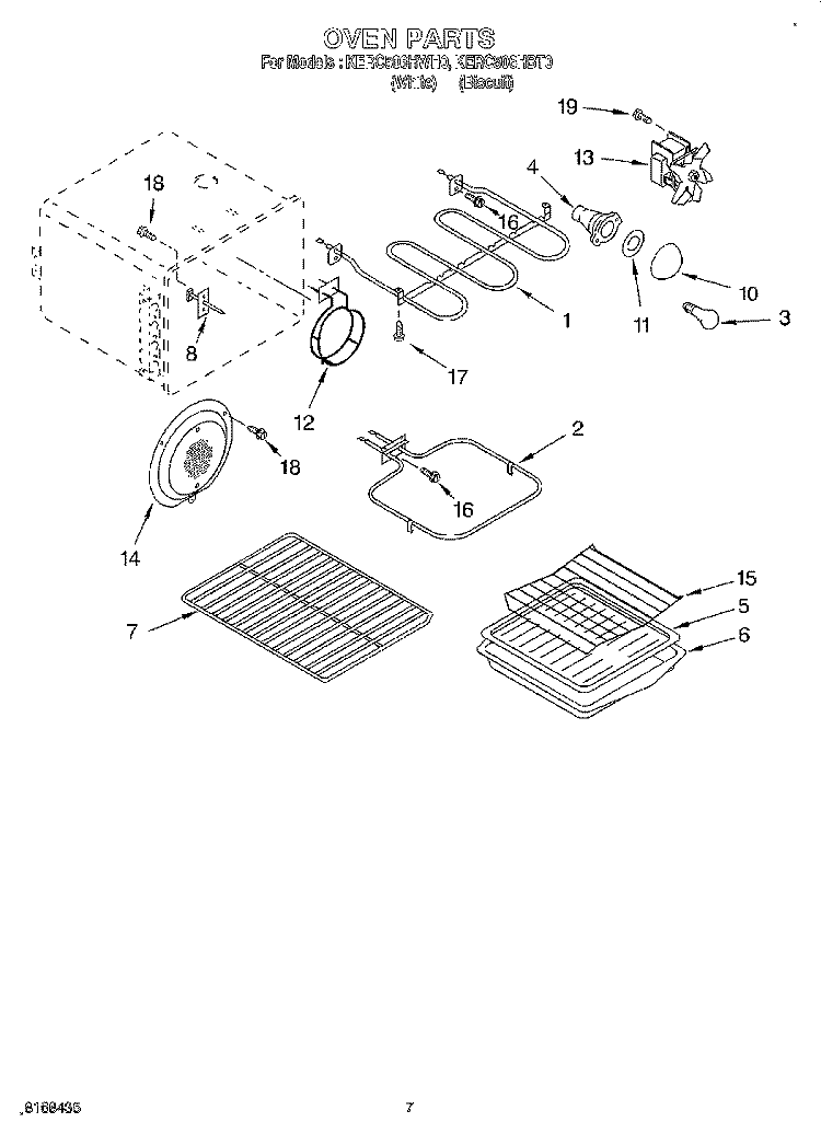 OVEN Diagram and Parts List for KERC506HBT0  KitchenAid Range