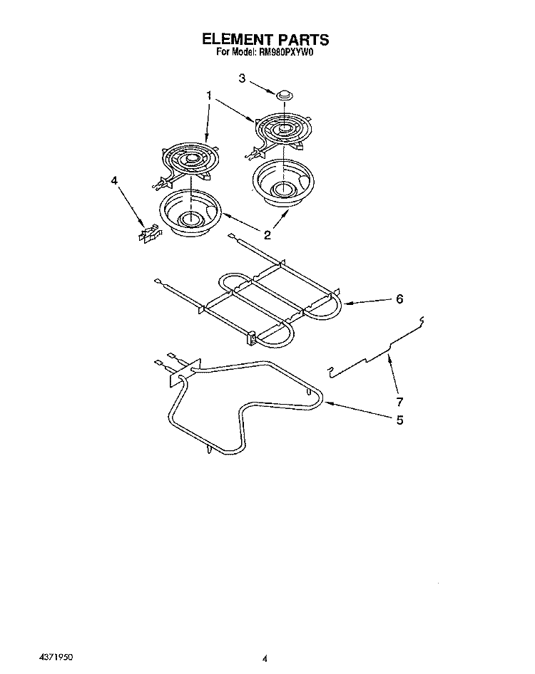 ELEMENT Diagram and Parts List for RM980PXYN0  Whirlpool Microwave Oven Combo