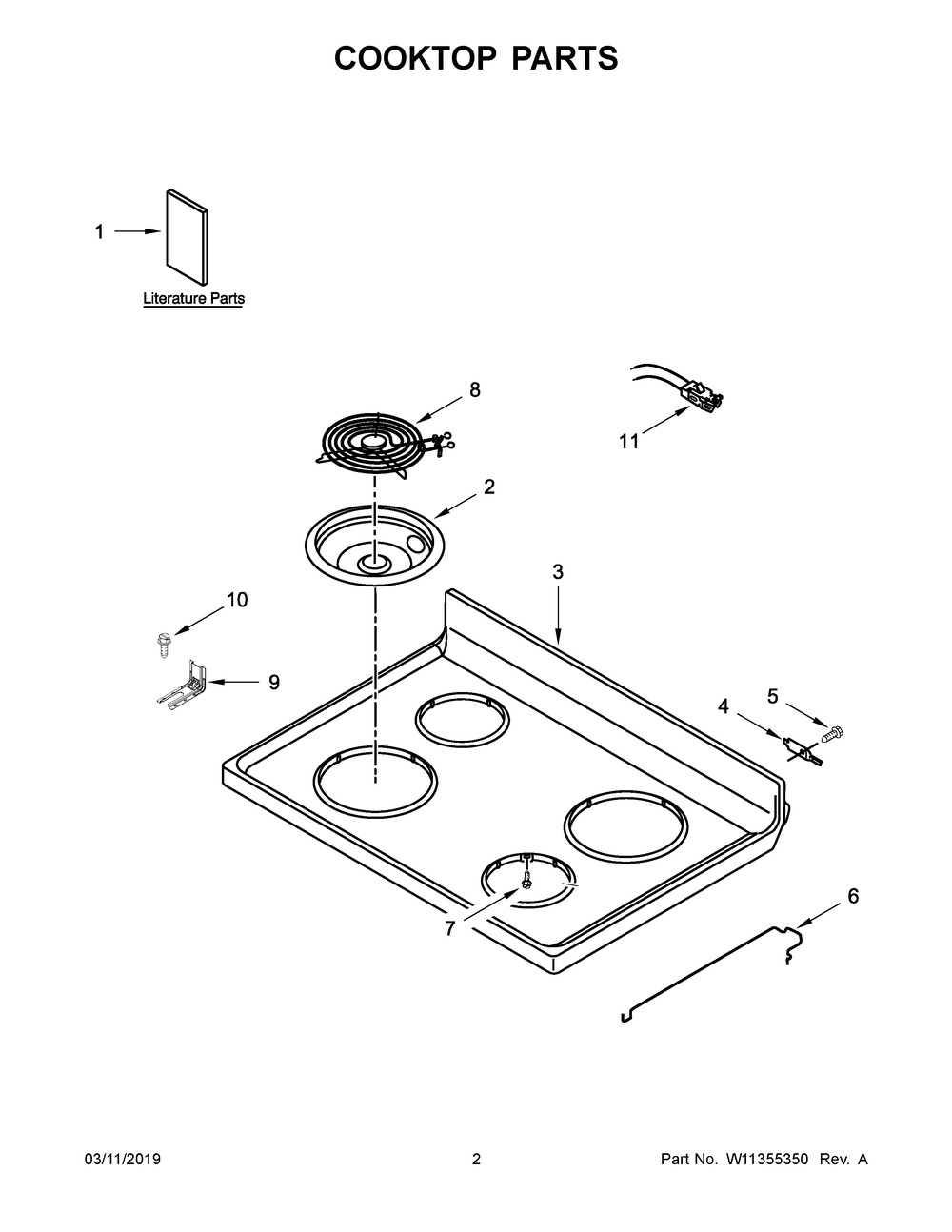 Cooktop Parts Diagram and Parts List for YWFC150M0EB3  Whirlpool Range