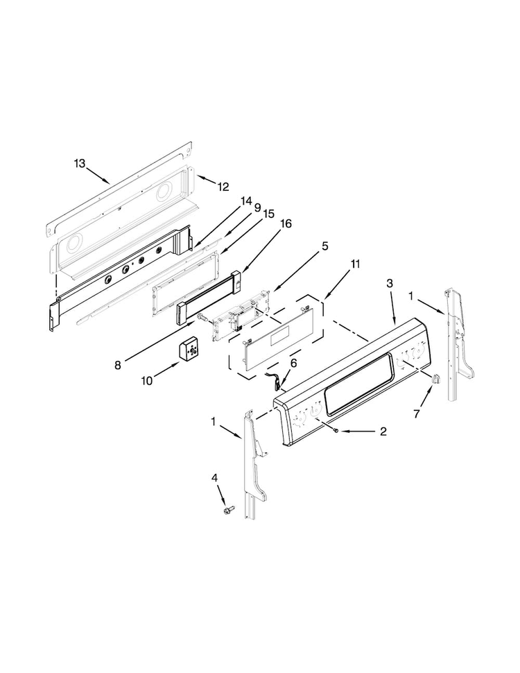 Control Panel Parts Diagram and Parts List for KERS505XSS05  KitchenAid Range