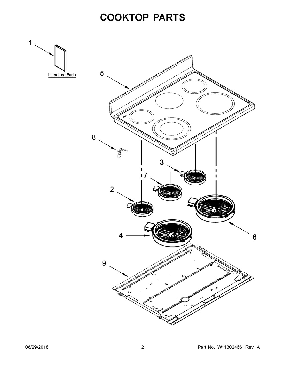 Cooktop Parts Diagram and Parts List for IES900DS04  Whirlpool Range