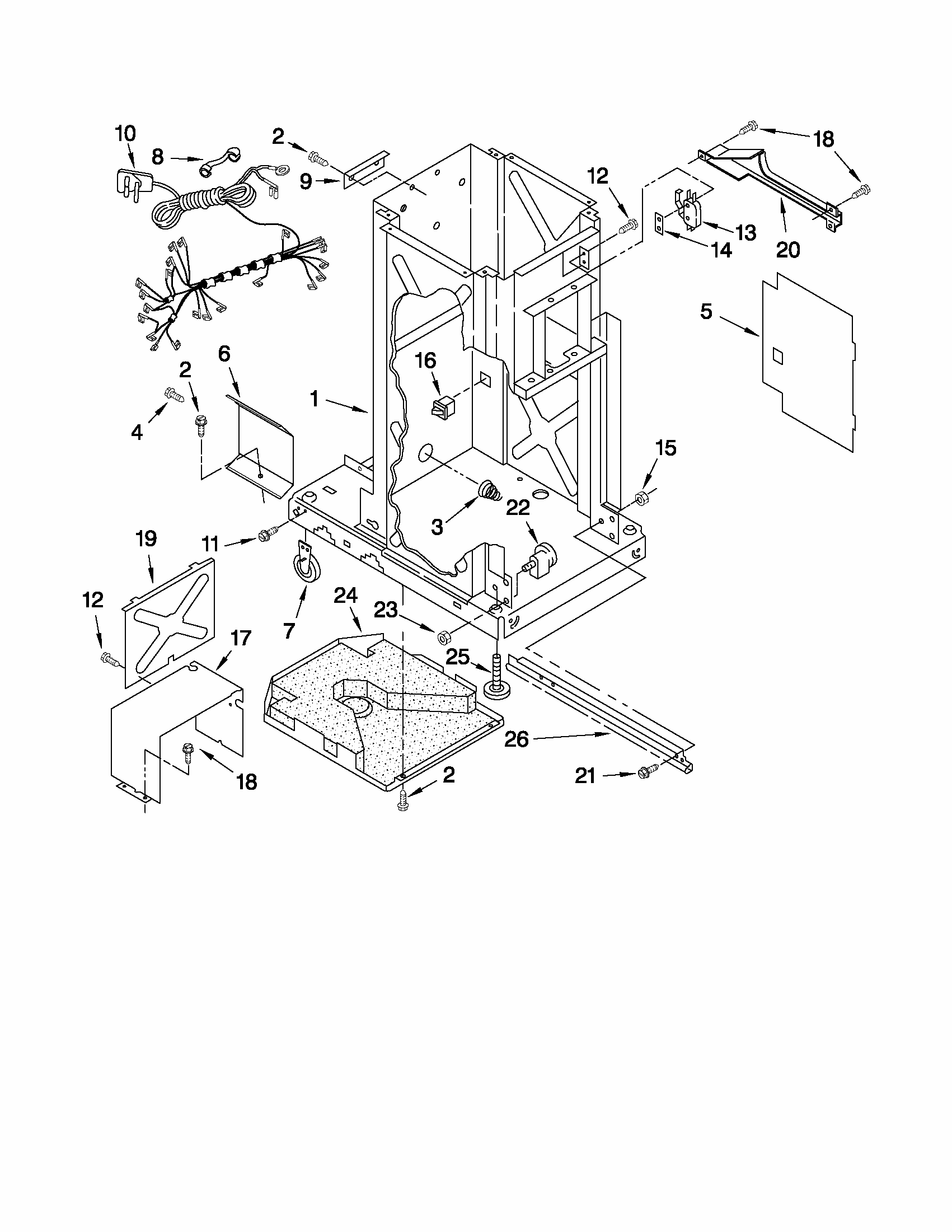Frame Parts Diagram and Parts List for 66514732111  Kenmore Trash Compactor