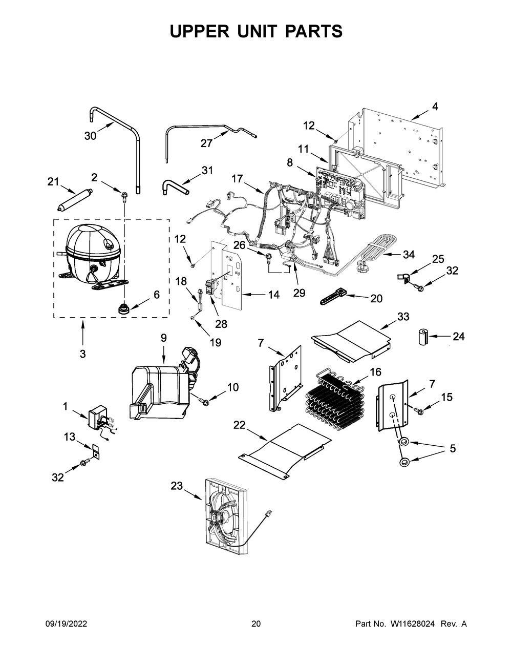 Upper Unit Parts Diagram and Parts List for KBSN702MBS00  KitchenAid Refrigerator
