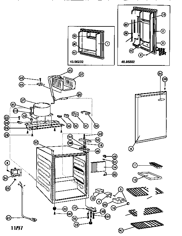 Refrigerator Cabinet Parts Diagram and Parts List for 46196232690  Kenmore Refrigerator
