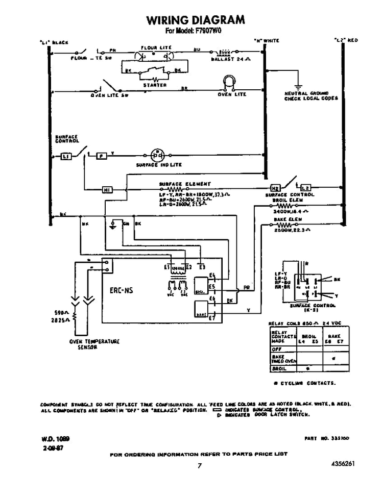 Wiring Diagram Diagram and Parts List for F7907W0  Roper Range