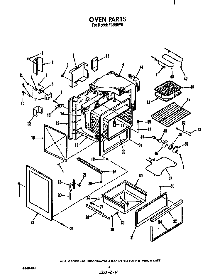 Oven Diagram and Parts List for F9858*0  Roper Range