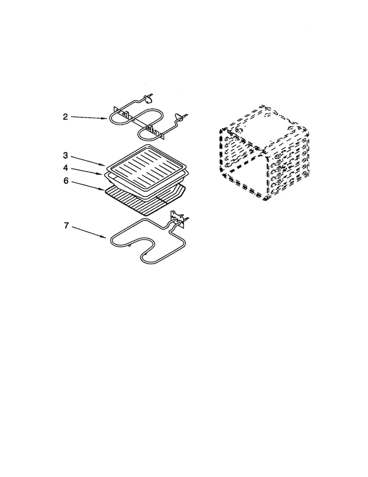 Internal Oven Diagram and Parts List for RS610PXHW1  Whirlpool Range