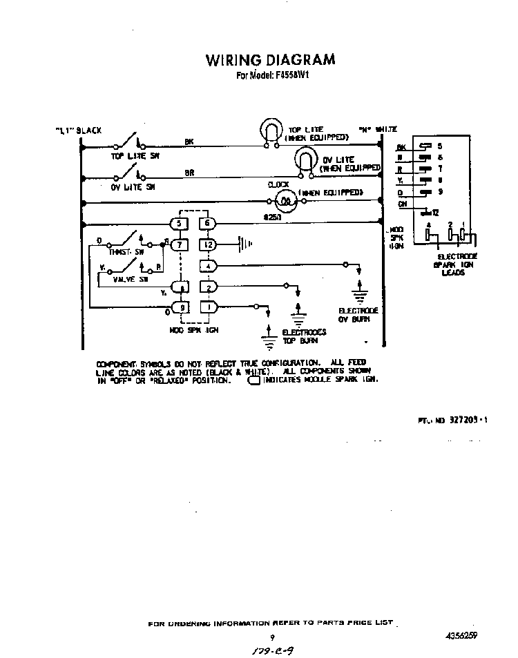 Wiring Diagram Diagram and Parts List for F4558*1  Roper Range