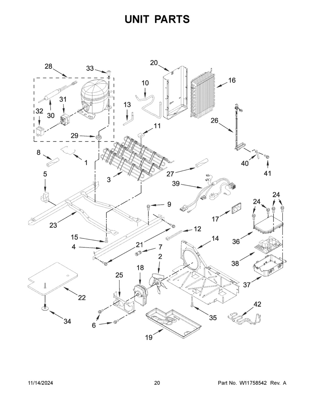 11 - Unit Parts Diagram and Parts List for WRS325SDHW11  Whirlpool Refrigerator