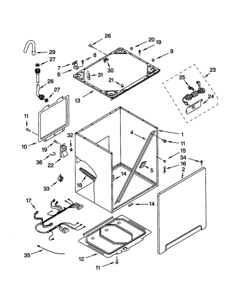 Cabinet And Frame Diagram and Parts List for 11021082001  Kenmore Washer