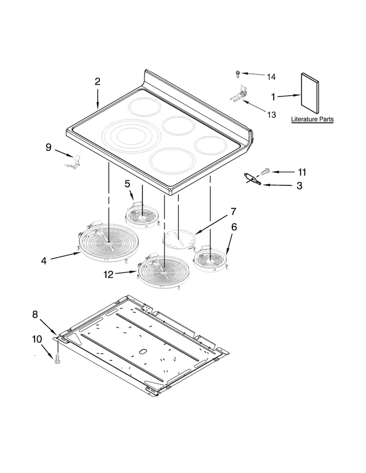 Cooktop Parts Diagram and Parts List for WFE714HLAS1  Whirlpool Range