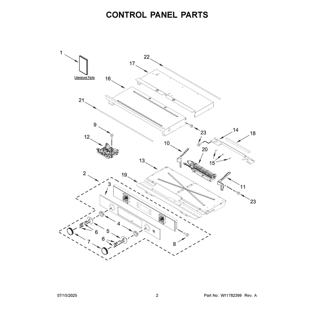 Control Panel Parts Diagram and Parts List for KOED730SJP00  KitchenAid Wall Oven