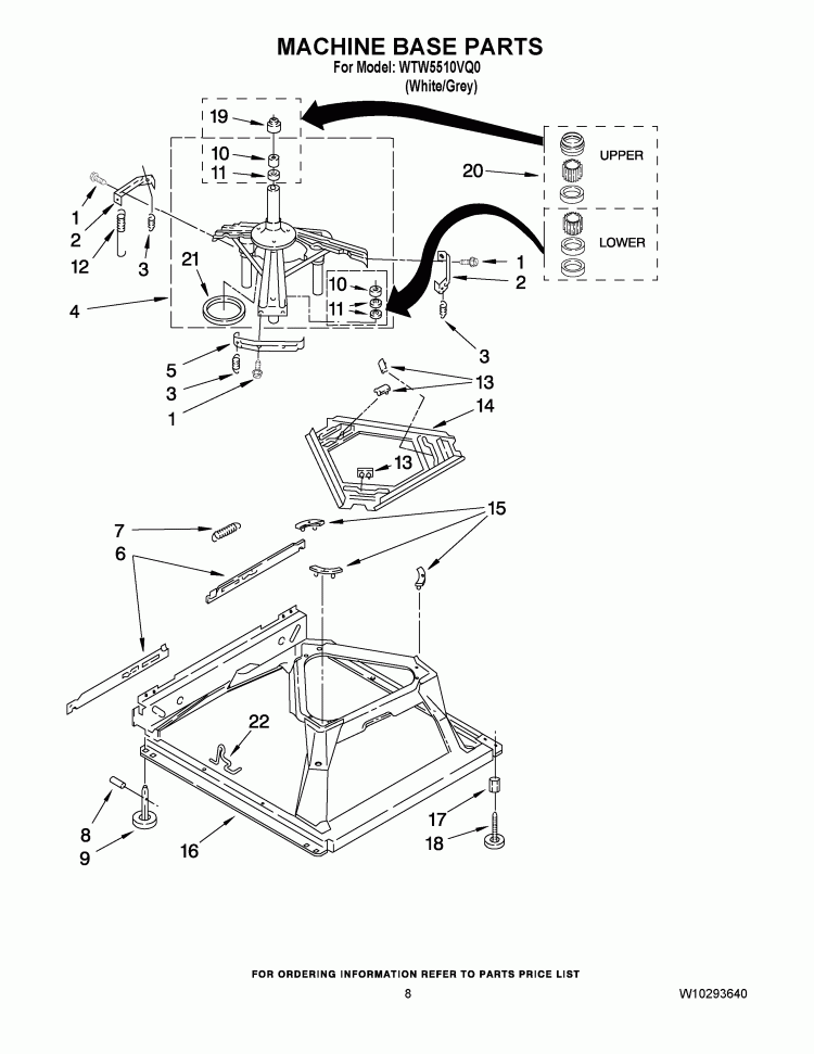 MACHINE BASE PARTS Diagram and Parts List for WTW5510VQ0  Whirlpool Washer