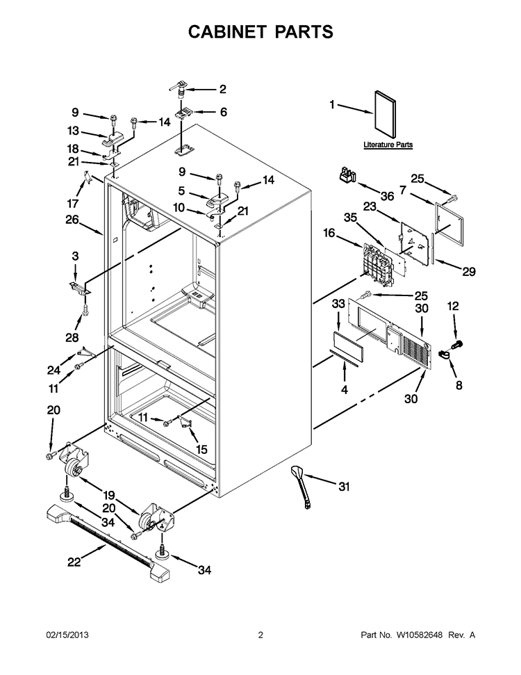 CABINET PARTS Diagram and Parts List for KFIS20XVMS11  KitchenAid Refrigerator